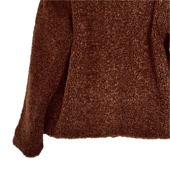 😊Rachel Zoe Teddy Sherpa Fleece Zip Jacket Women's Size M Chocolate Brown NEW - Picture 9 of 13